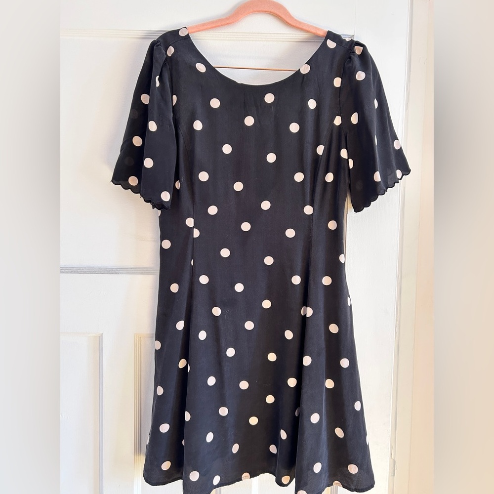 Sezane Silk Mini Dress with Polka Dots